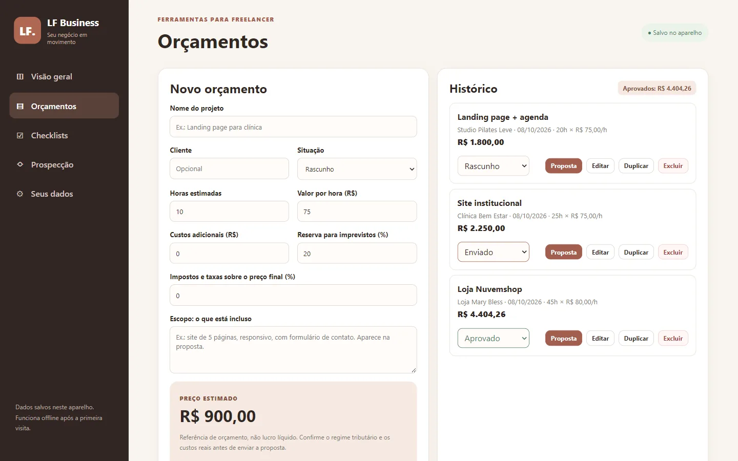 LF Business: Orçamentos