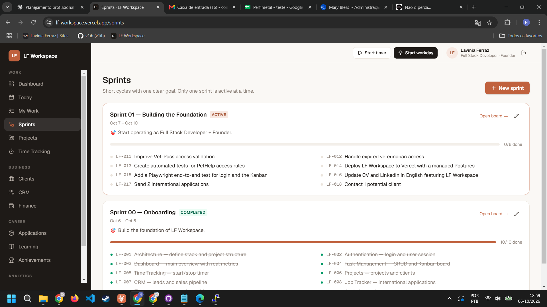 LF Workspace: Sprints
