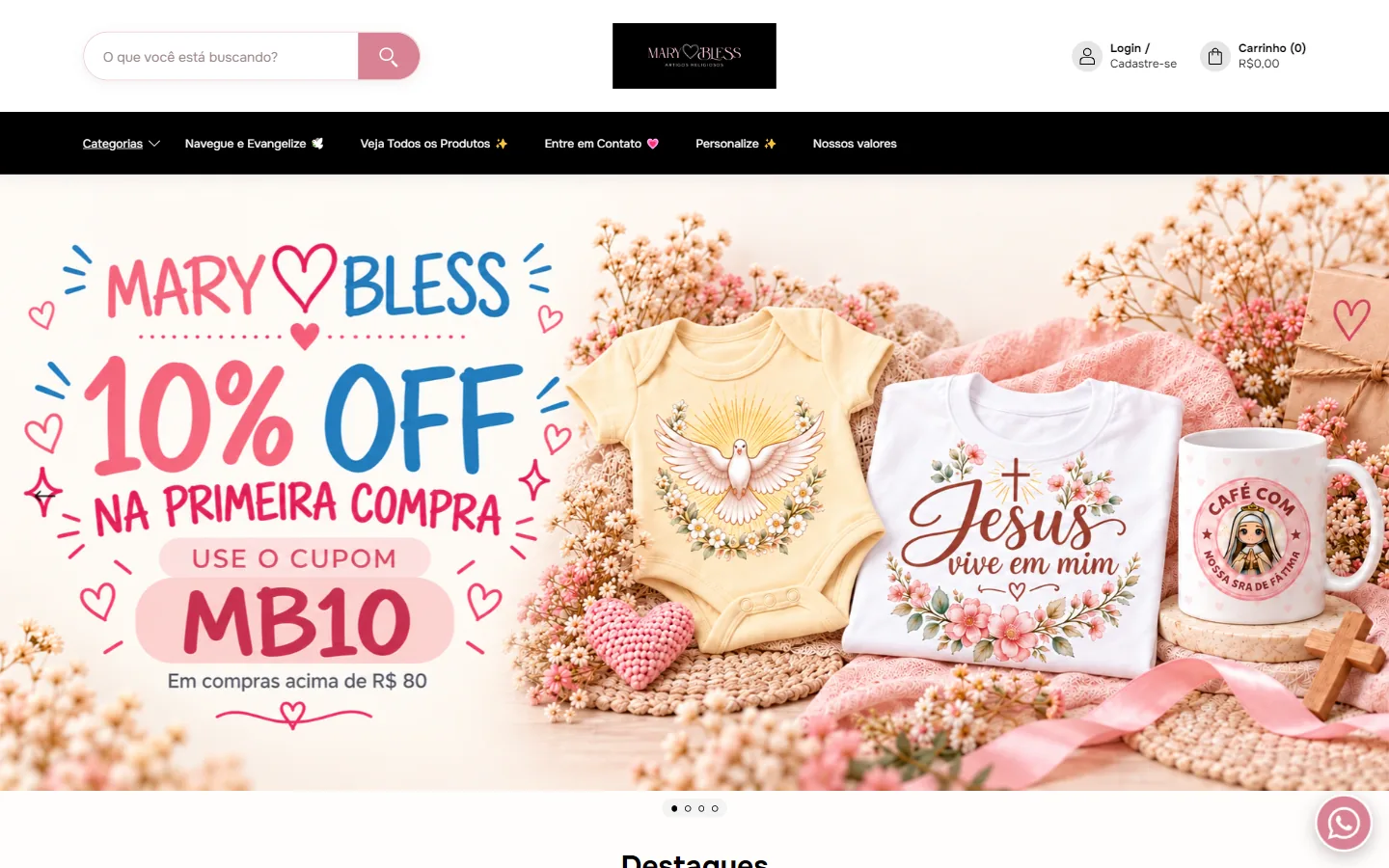 Mary Bless: Página inicial
