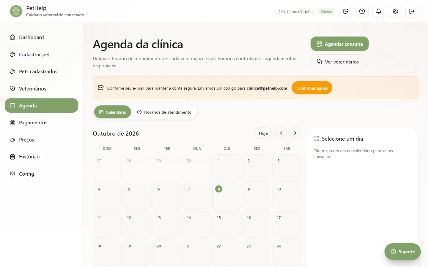 PetHelp: Clínica · Agenda