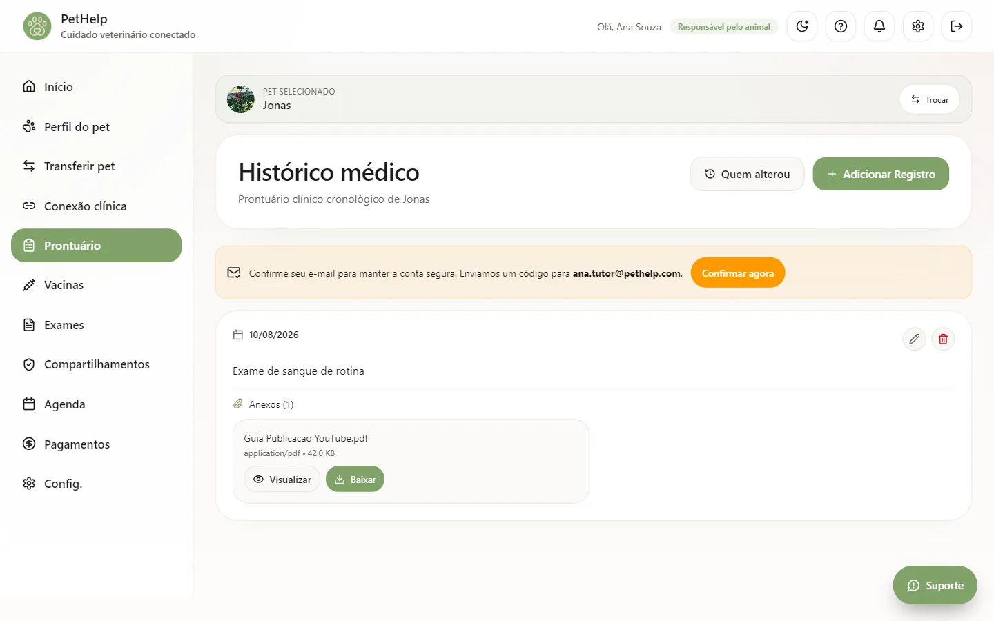 PetHelp: Tutor · Prontuário