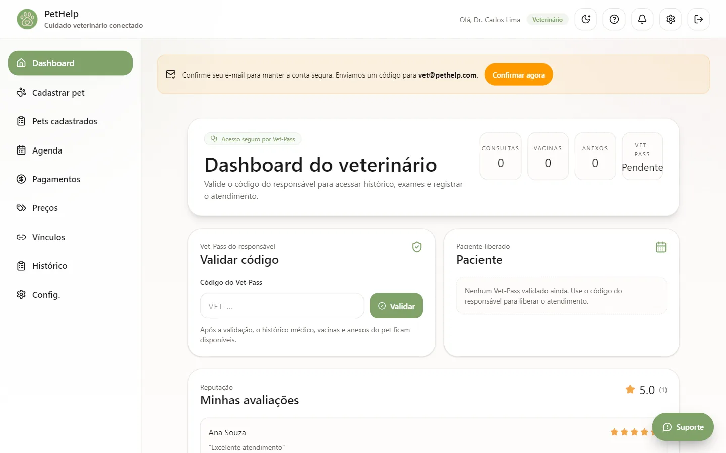 PetHelp: Veterinário · Dashboard